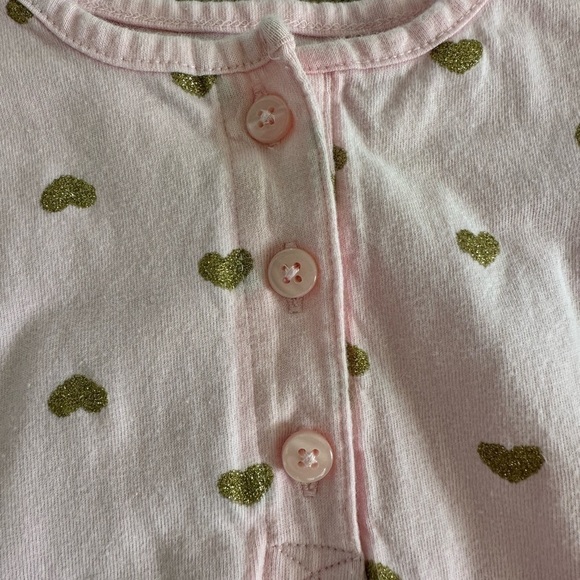 Child of Mine Girls Pink and Gold Glitter Heart Tutu Flutter Sleeve Bodysuit 12M - Picture 4 of 8